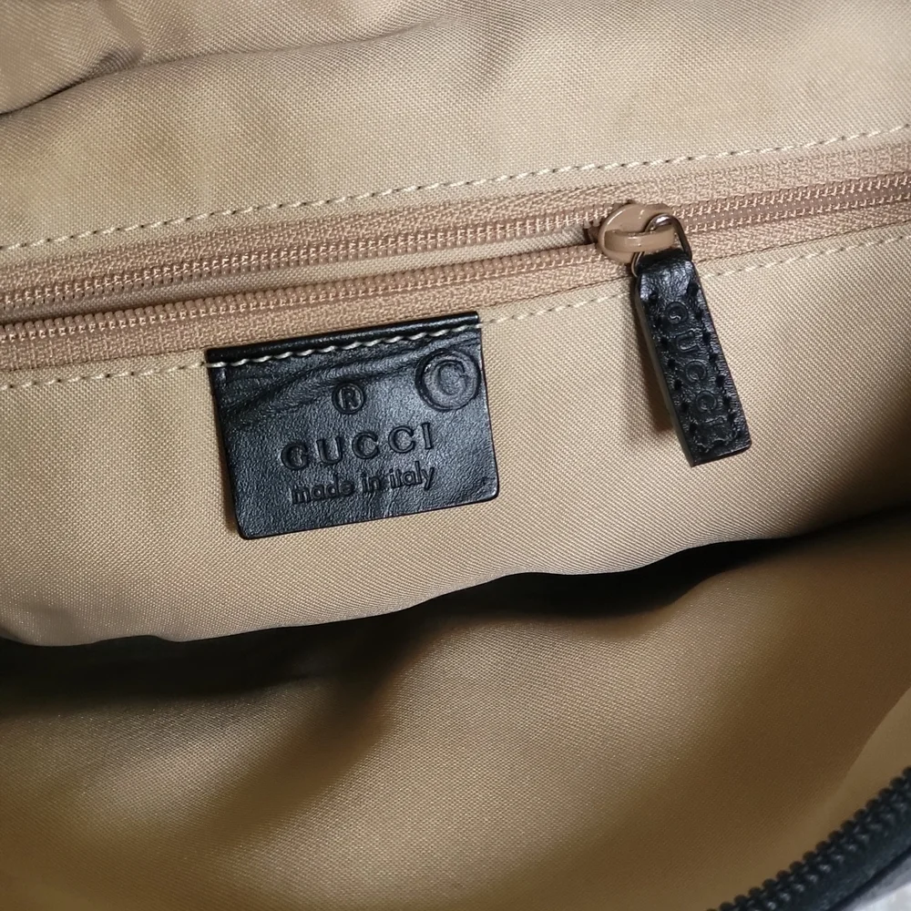 Gucci Black GG Nylon and Leather Double Pocket Hobo.. Authentic!!